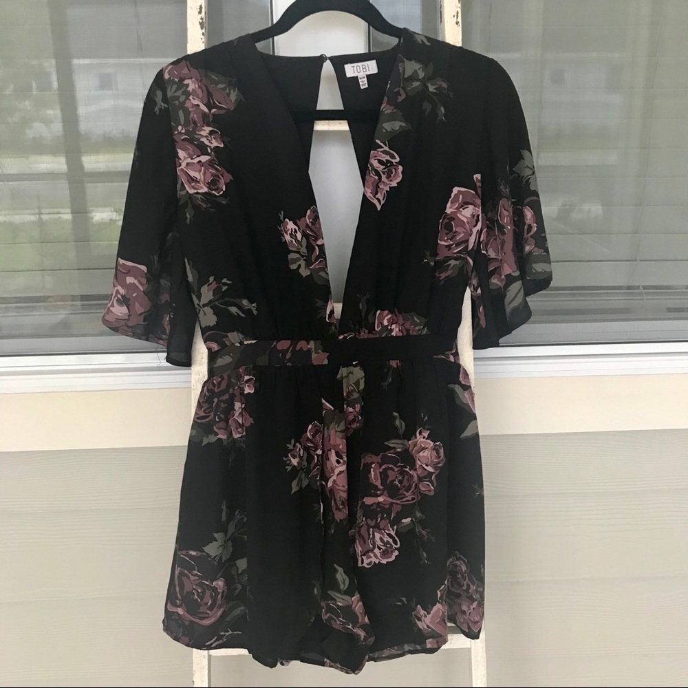Tobi dark floral romper